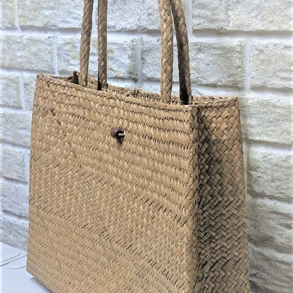 Raffia Tote Handbag Vegan Purse l - Picture 4 of 11